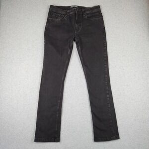 Free Planet Mens Sustainable Denim Jeans Faded Black Slim Straight Size 32x32